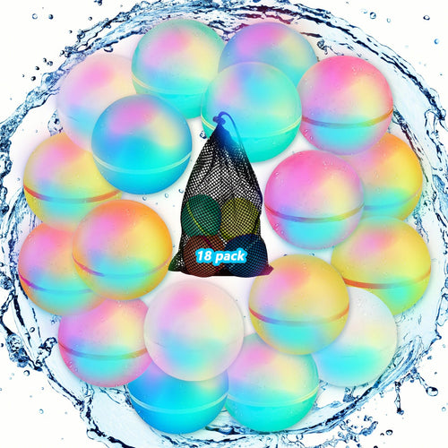 RNSSEZ Light Up Reusable Water Balloons Magnetic Self-Sealing Silicone Water Balloons for Kids Adults Summer Fun Party Pool Fun Beach Toys With LED Light (18PCS)